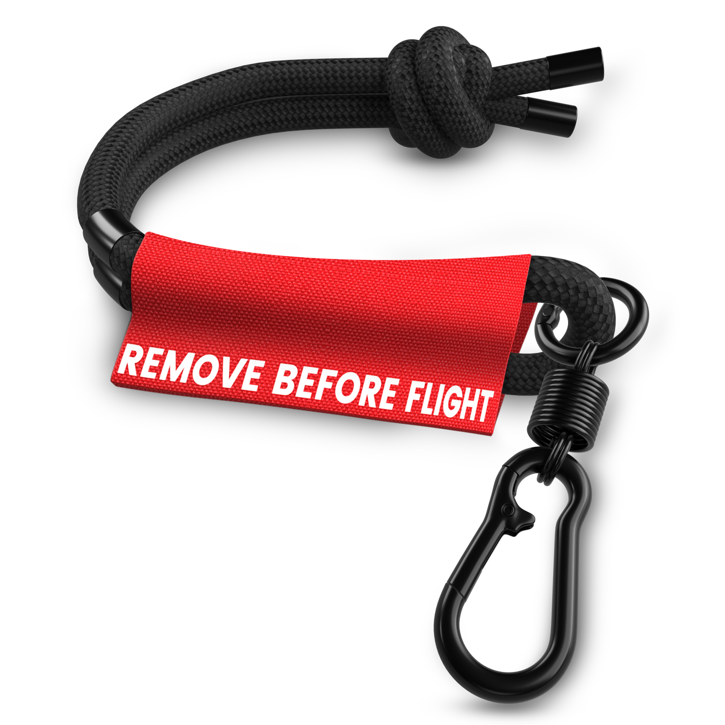 REMOVE BEFORE FLIGHT - Wristlet Keychain - BLACK color