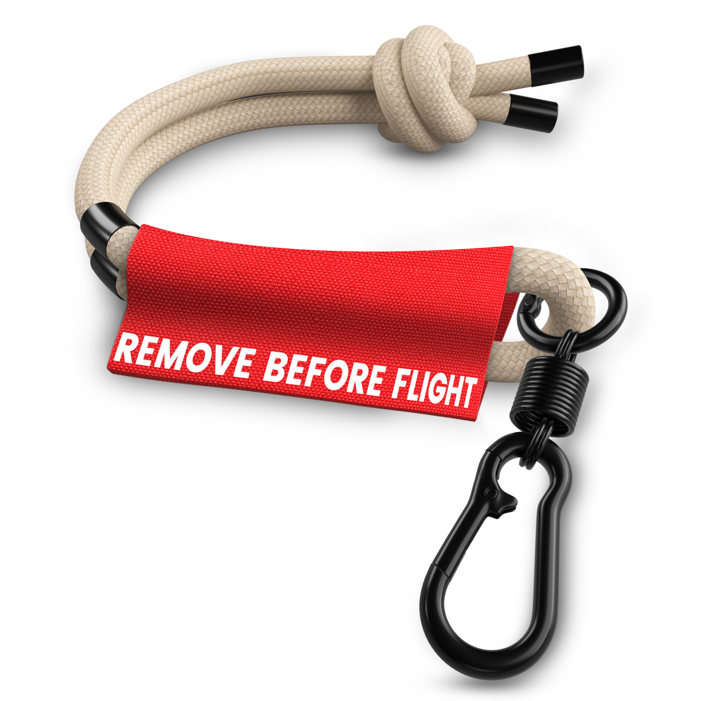 REMOVE BEFORE FLIGHT - Wristlet Keychain - BEIGE color
