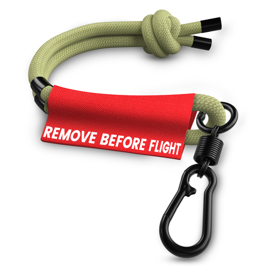 REMOVE BEFORE FLIGHT - Wristlet Keychain - Army GREEN color
